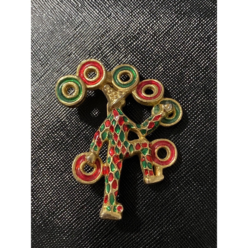 VNTG Jester Juggling Clown Brooch Pin Birthday Fun Days In Excellent Condition